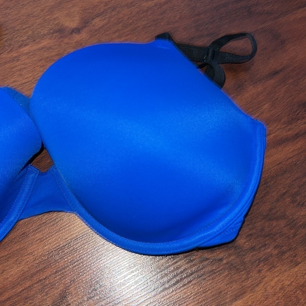 Victoria’s Secret Pink Wear Everywhere Demi 36DD royal blue & black no padding - Picture 4 of 10